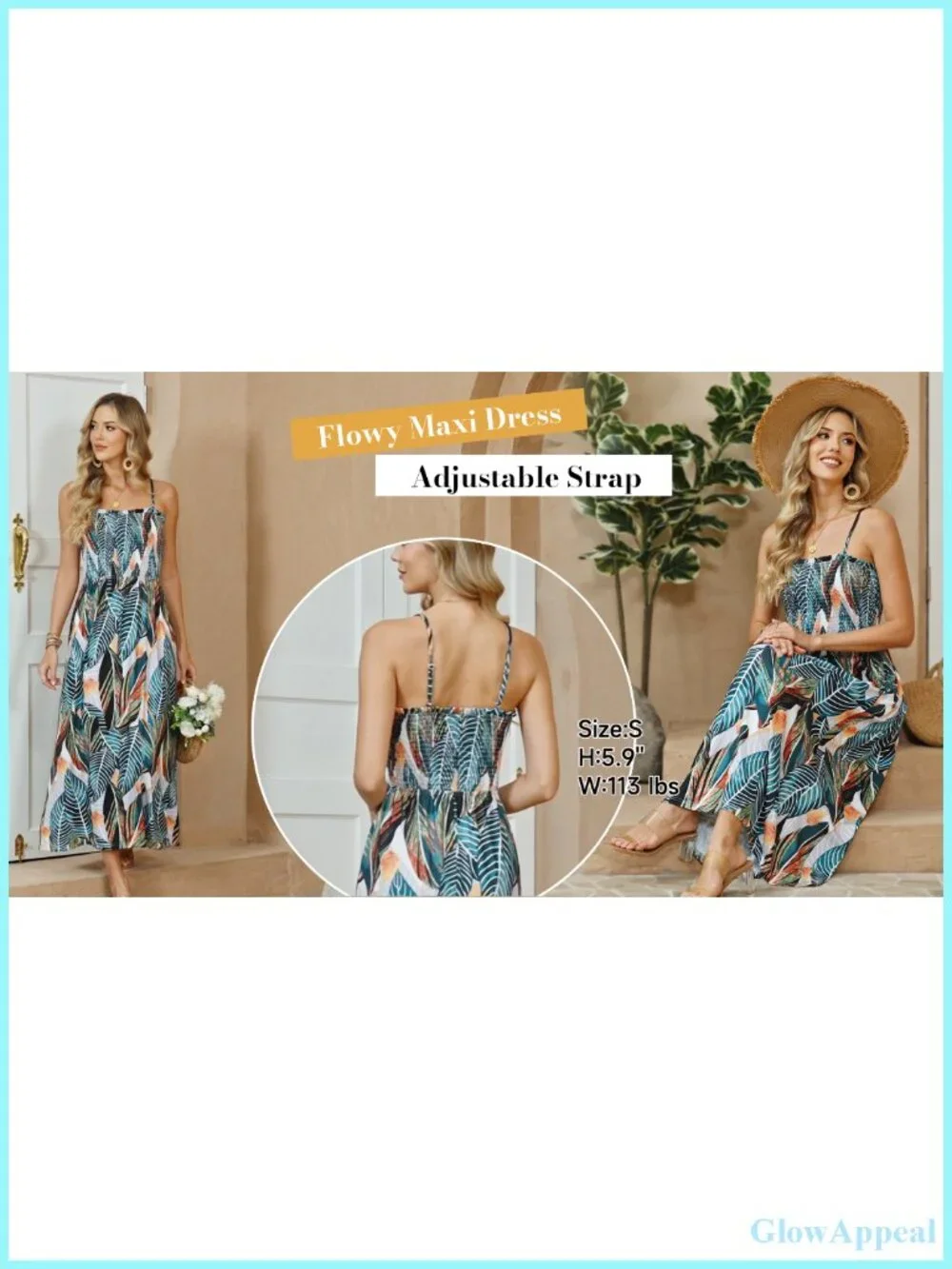 Spaghetti Strap Smocked Maxi Dress with Pockets
